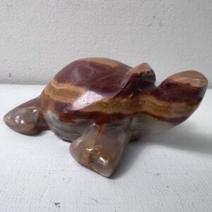 Hand Carved Crafted‎ Agate Onyx Polished Stone Turtle Figurine Earthy Witchy